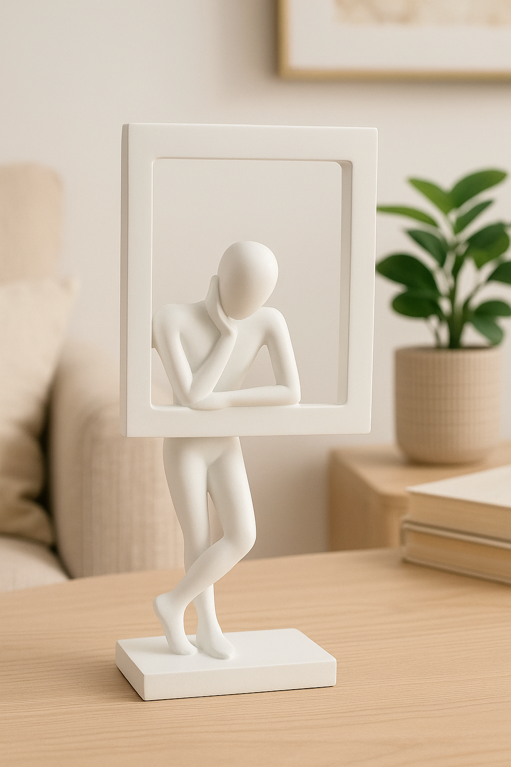 Elegant White Resin Abstract Table Decor Sculpture