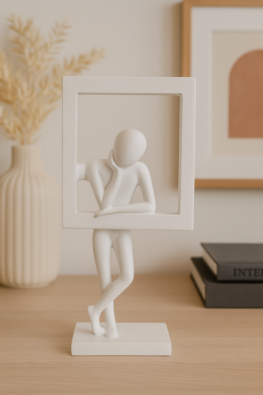 Elegant White Resin Abstract Table Decor Sculpture
