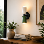 Modern Dual Head Wall Light | Metal Wall Sconce | Dual E27 Bulb Holder | Brown & White Finish | Indoor Decorative Wall Lamp