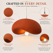 Coral Tree Modern Sculptural Curved Dome Pendant Light - Terracotta 400mm
