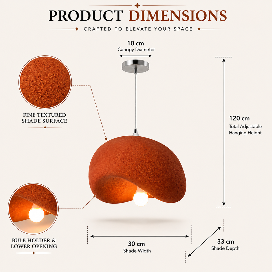 Coral Tree Modern Sculptural Curved Dome Pendant Light - Terracotta 400mm