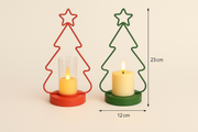Coral Tree Set of 2 LED Christmas Tree Candle Holders – Red & Green Festive Lights