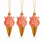 Ice Cream Cone Christmas Tree Ornaments – Set of 3
