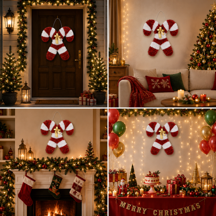 Candy Cane Christmas Wall Hanging Decoration
