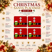 Christmas Santa Placemats Set of 4 – Felt Dining Table Mats