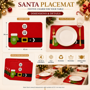 Christmas Santa Placemats Set of 4 – Felt Dining Table Mats