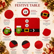 Christmas Santa Placemats Set of 4 – Felt Dining Table Mats