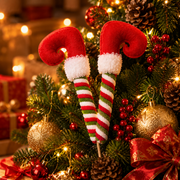 Christmas Elf Legs Tree Picks Set of 3 | Plush Tree Decorations