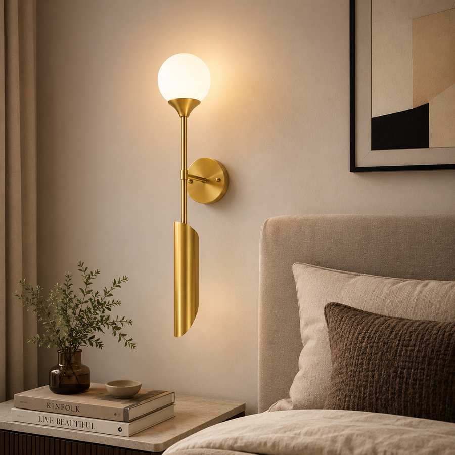 Long Frosted Glass metal Wall Light