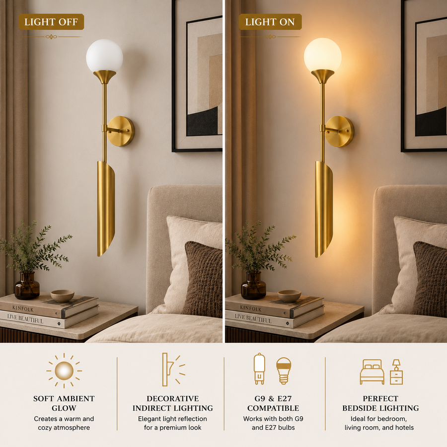 Long Frosted Glass metal Wall Light