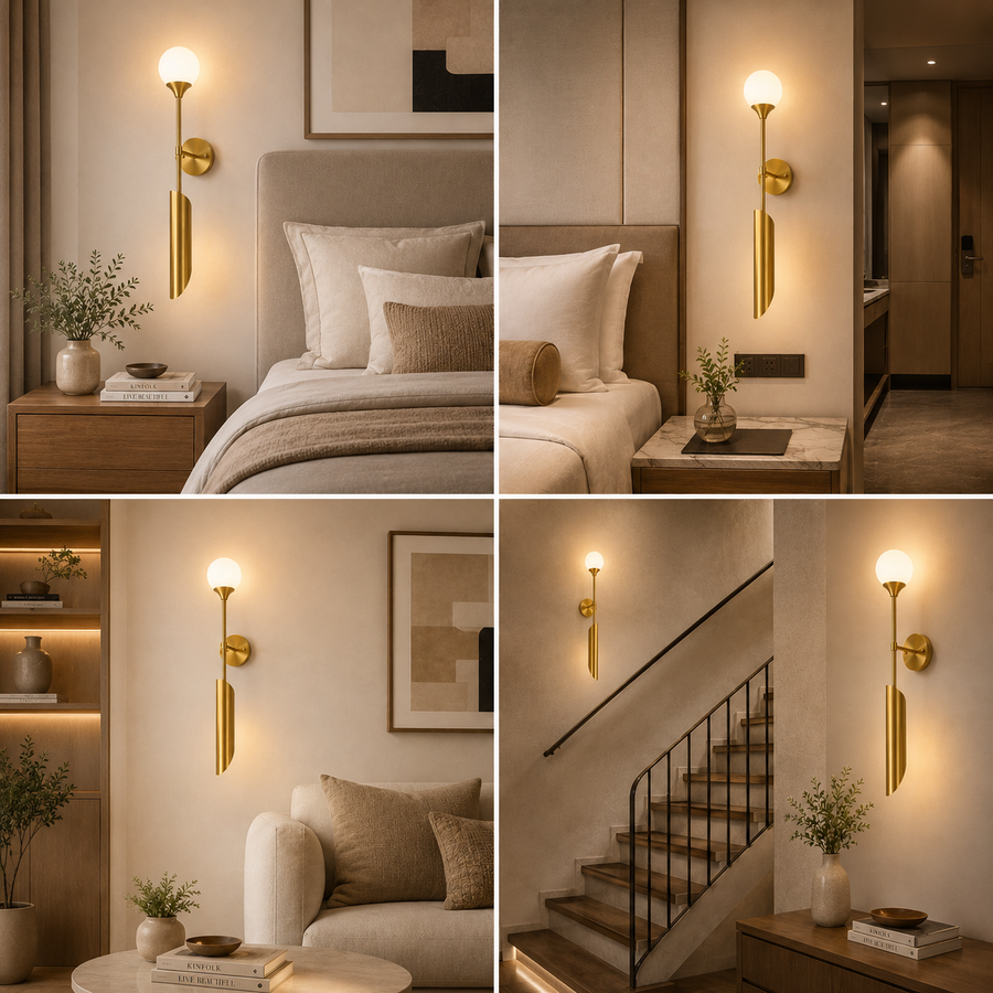 Long Frosted Glass metal Wall Light