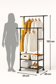 3 Tiers double hanger portable garment rack