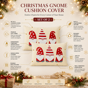 Christmas Gnome Cushion Set of 2 | Embroidered Holiday Decorative Throw Pillows | 45 × 30 cm
