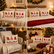 Christmas Gnome Cushion Set of 2 | Embroidered Holiday Decorative Throw Pillows | 45 × 30 cm