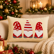 Christmas Gnome Cushion Set of 2 | Embroidered Holiday Decorative Throw Pillows | 45 × 30 cm