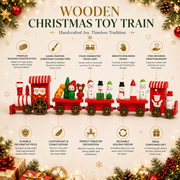 Wooden Christmas Toy Train with Santa & Snowmen | 38 cm Hand-Painted Tabletop Decoration