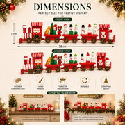Wooden Christmas Toy Train with Santa & Snowmen | 38 cm Hand-Painted Tabletop Decoration