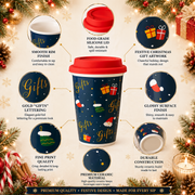 Christmas Ceramic Mug with Red Silicone Lid – 400 ml Coffee & Tea Cup