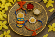 Sunlit lotus Rakhi and Lumba set