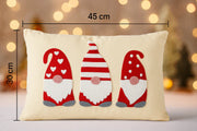 Christmas Gnome Embroidered set of 2 Cushion with Fillers – Cotton, Hand Thread-Work Design –