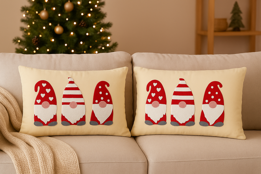 16 x 26 CM set of 2 Tree Embroidery velevt pillow with filler