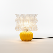 Coral Tree Modern Designer Table Lamp with Artistic Wavy Shade, E27 Bulb Holder, Decorative Yellow Ribbed Base & Inline ON/OFF Switch