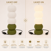 Modern Ribbed Table Lamp with Olive Green Base | E27 Decorative Bedside Lamp
