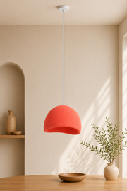 Coral Tree Textured Coral Orange Pendant Light for Dining Room, Kitchen Island & Café | Modern Oval Dome Hanging Lamp with E27 Holder | Adjustable 180 CM White Wire | Contemporary Decorative Ceiling Light