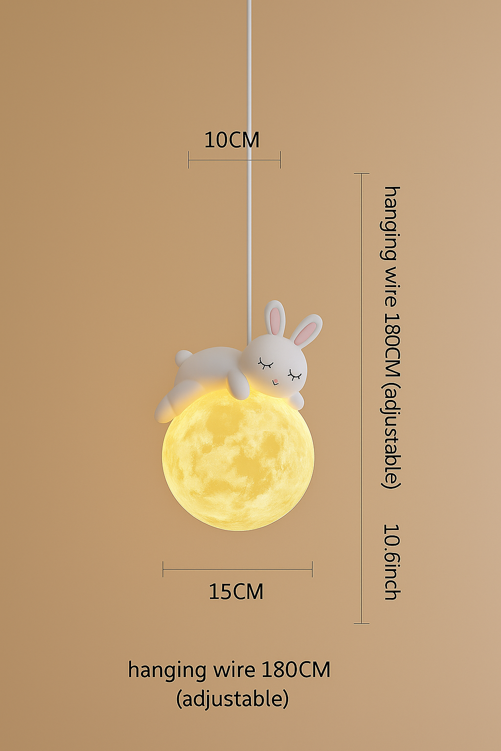 Rabbit Pendant Light, Retro White Resin Chandelier Cute Animal Shape