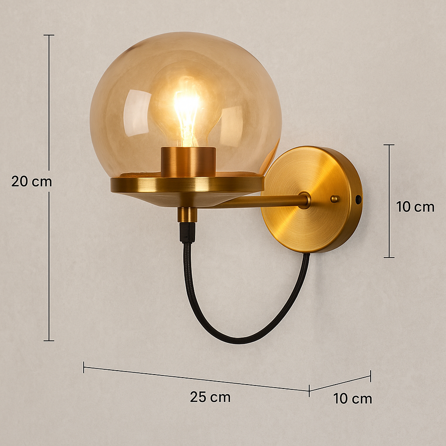 Retro Indoor Wall Light with Glass Shade