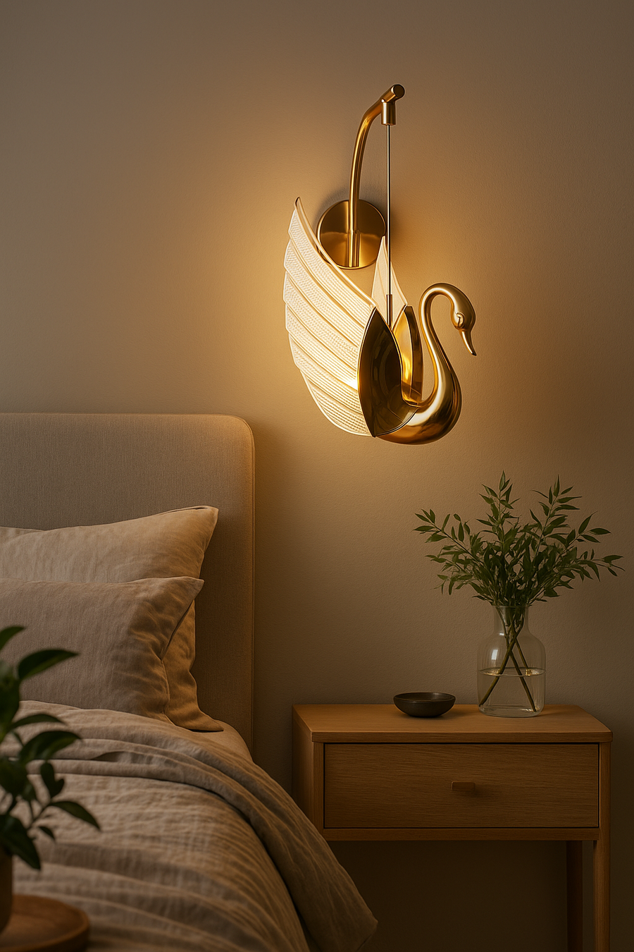Swan LED Wall Light Fixture for Living Room, Bedroom, and Hallway Vanity Light