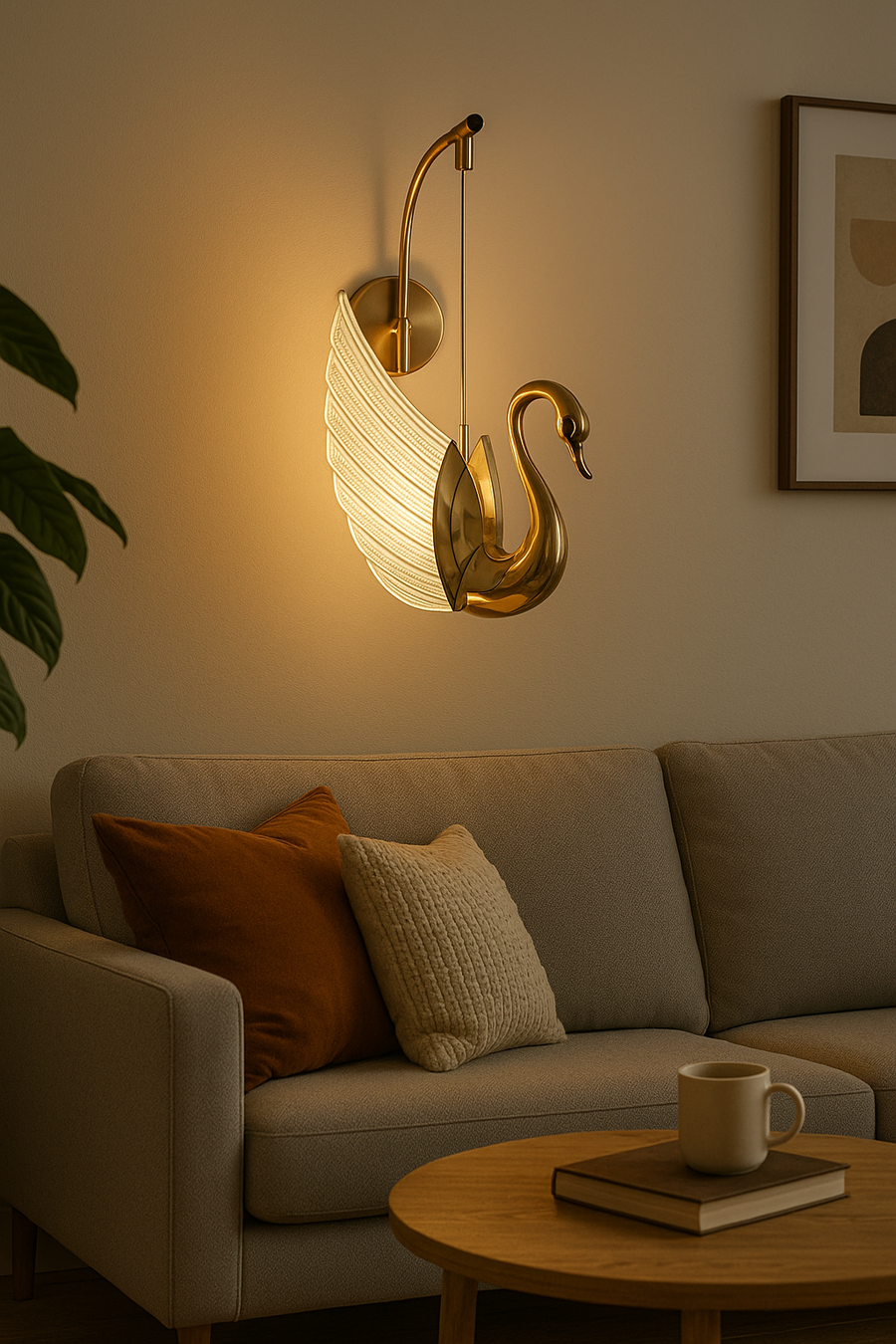 Swan LED Wall Light Fixture for Living Room, Bedroom, and Hallway Vanity Light