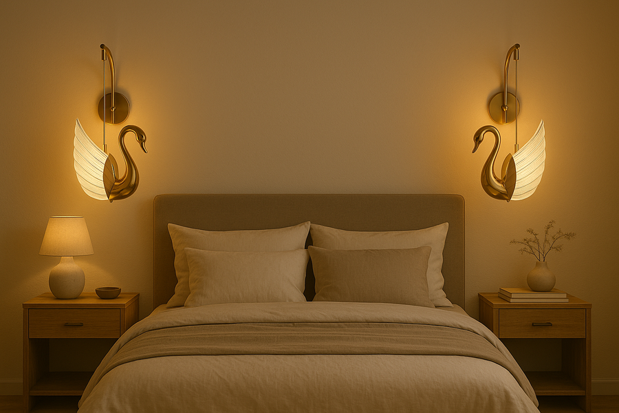 Swan LED Wall Light Fixture for Living Room, Bedroom, and Hallway Vanity Light