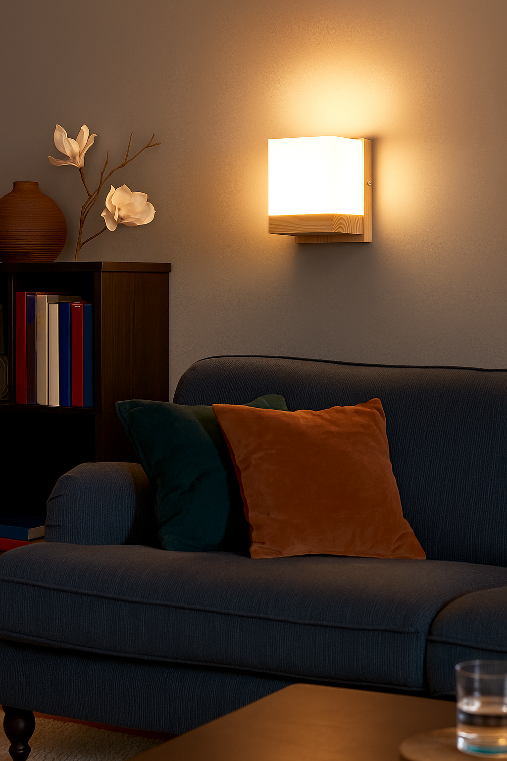 Contemporary Glass Metal Wood Wall Light