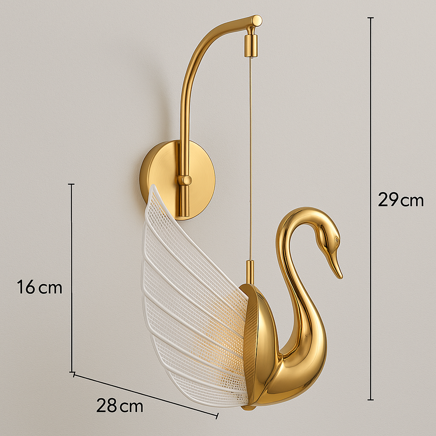 Swan LED Wall Light Fixture for Living Room, Bedroom, and Hallway Vanity Light