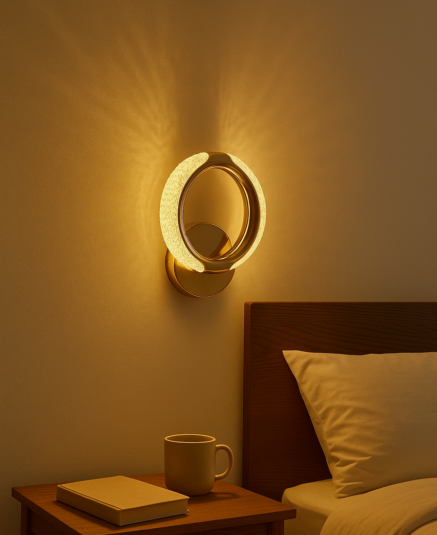 Modern LED Wall Lamp Crystal Wall Light Round Ring