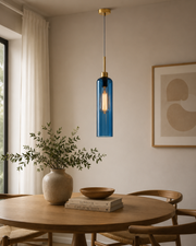 Modern Glass Pendant Light with Gold Finish & T30 Bulb | Adjustable Hanging Ceiling Light (41 cm Shade)