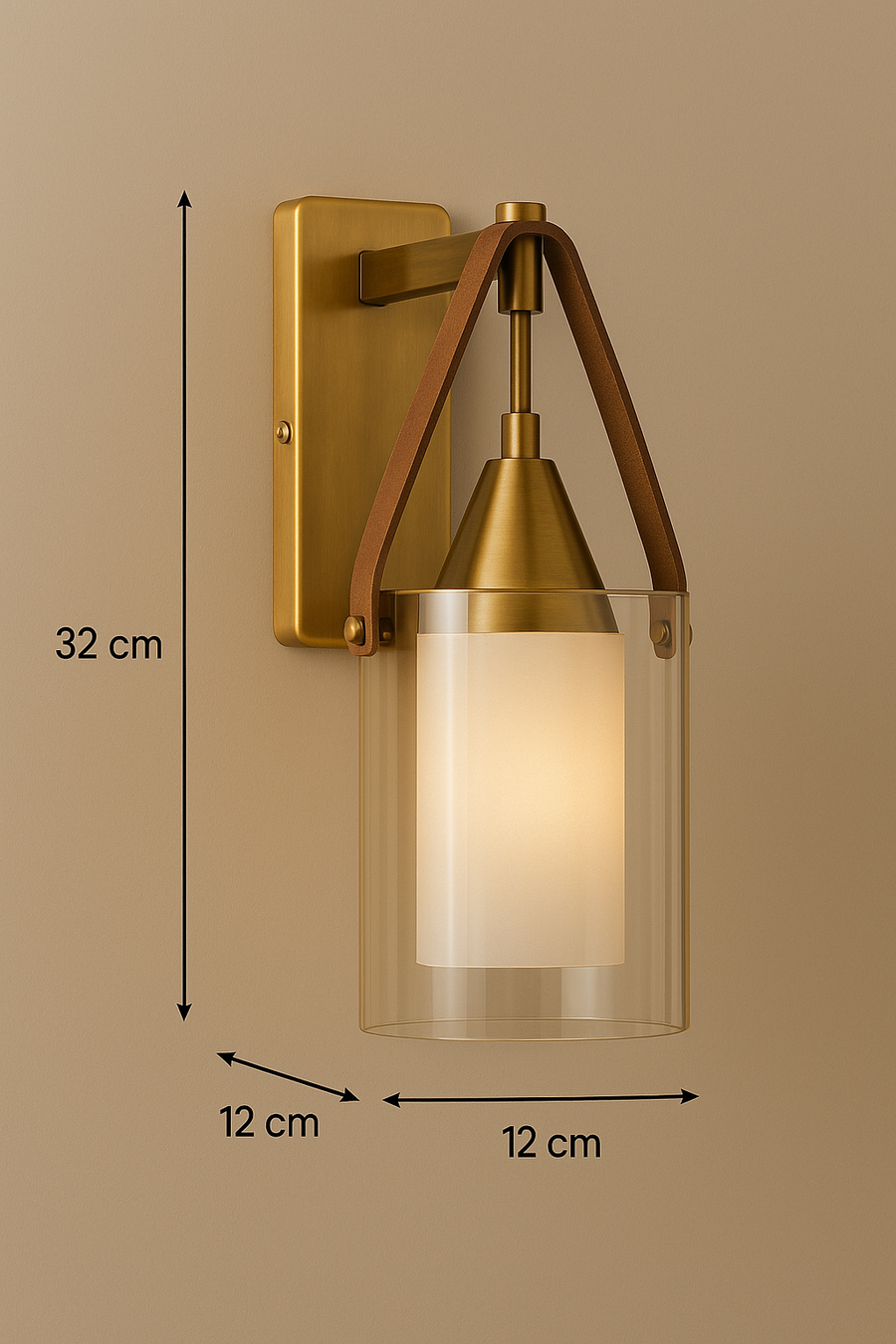 Gold-Toned Antique Finished Armed Glass Wall light