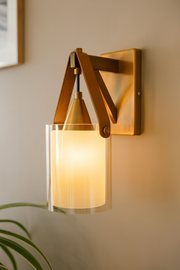 Gold-Toned Antique Finished Armed Glass Wall light
