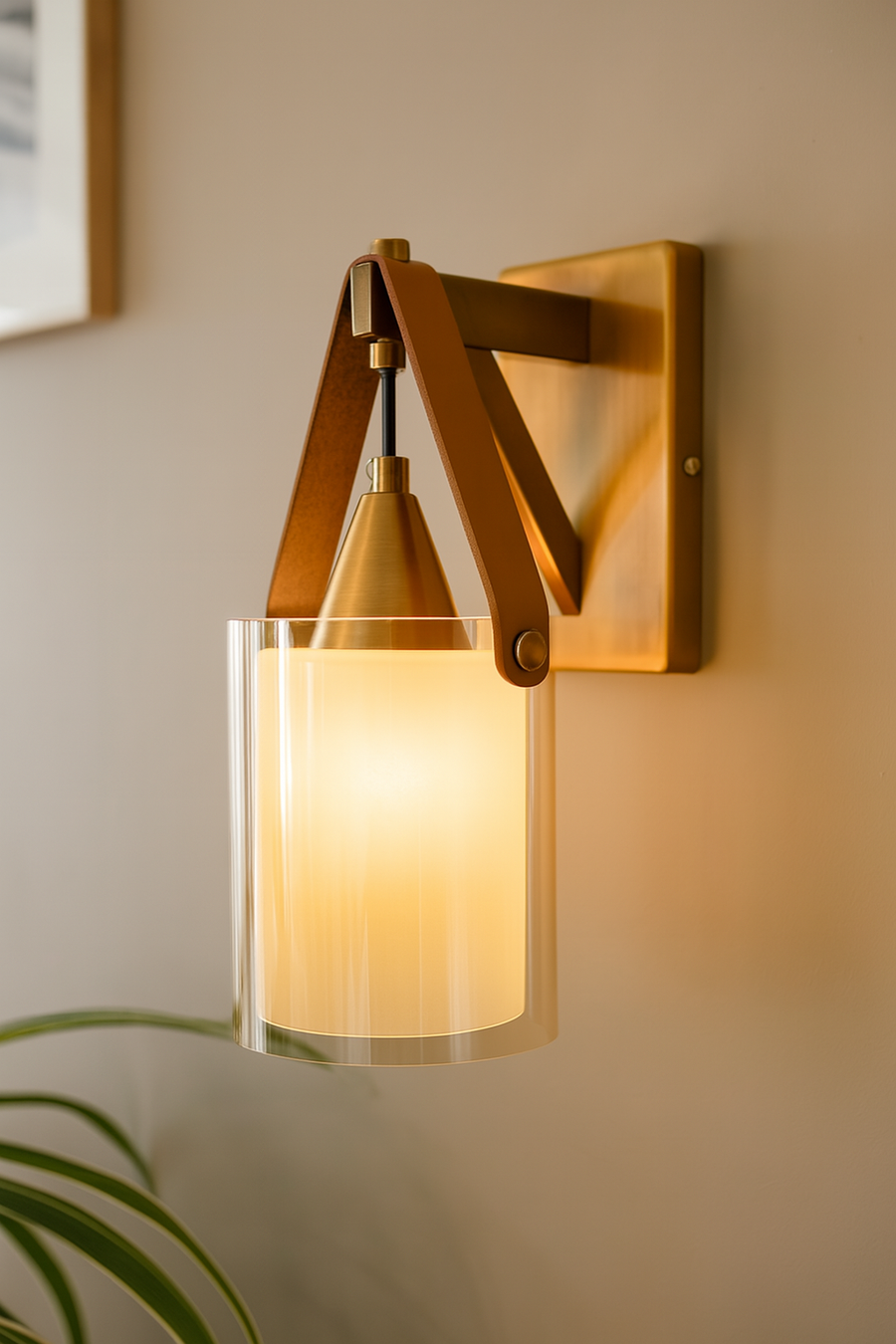 Gold-Toned Antique Finished Armed Glass Wall light