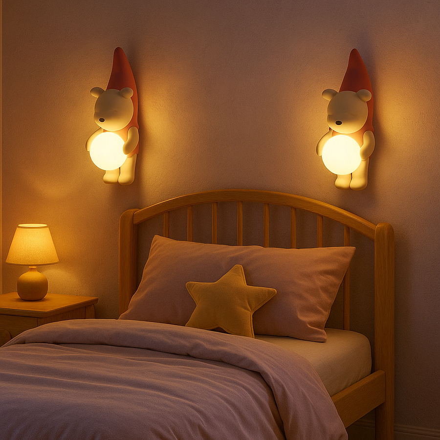 CORAL TREE Cartoon Wall Light, LED Wall Light for Kids Room, Little Bear Wall Light, Cute Wall Light, 8W 3000K Hardwired Wall Light for Kids Room, Nursery