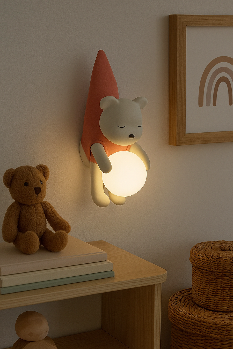 CORAL TREE Cartoon Wall Light, LED Wall Light for Kids Room, Little Bear Wall Light, Cute Wall Light, 8W 3000K Hardwired Wall Light for Kids Room, Nursery