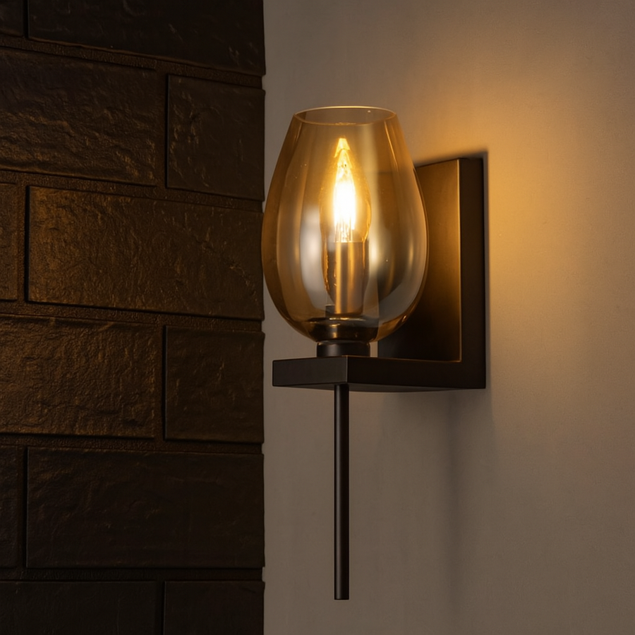 Opera Amber Glass Wall Light