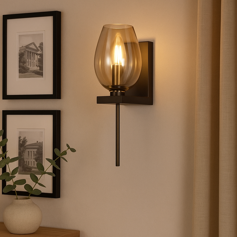Opera Amber Glass Wall Light
