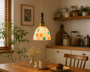 Coral Tree Handcrafted Mother of Pearl Pendant Light for Dining Room, Kitchen & Café | Premium Wooden Top with Antique Brass Finish | E-27 Holder | Adjustable Hanging Light | 16 CM