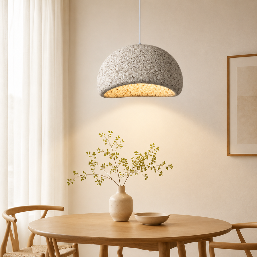 Modern Textured Dome Pendant Light for Dining Room, Kitchen Island & Living Space | E-27 Holder | Adjustable Hanging Light | Stone Finish Ceiling Lamp