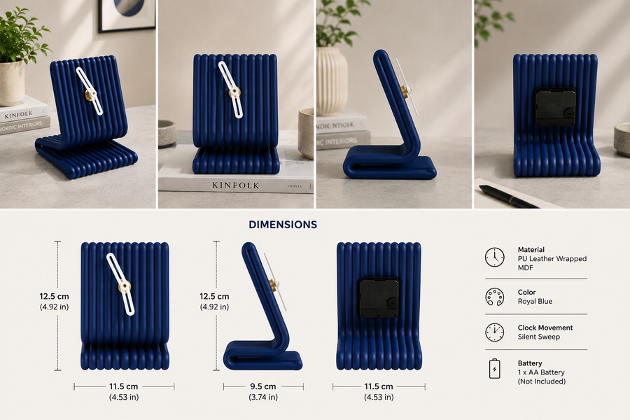 Coral Tree Modern Table Clock | Ribbed Design Desk Clock | Yellow Decorative Clock