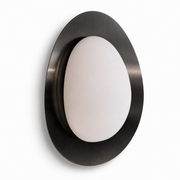 Modern Oval Marble Wall Light with Built-in LED | Smoke Black Metal Finish