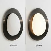 Modern Oval Marble Wall Light with Built-in LED | Smoke Black Metal Finish