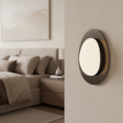 Modern Oval Marble Wall Light with Built-in LED | Smoke Black Metal Finish